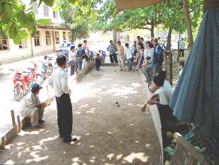Men playing petanque